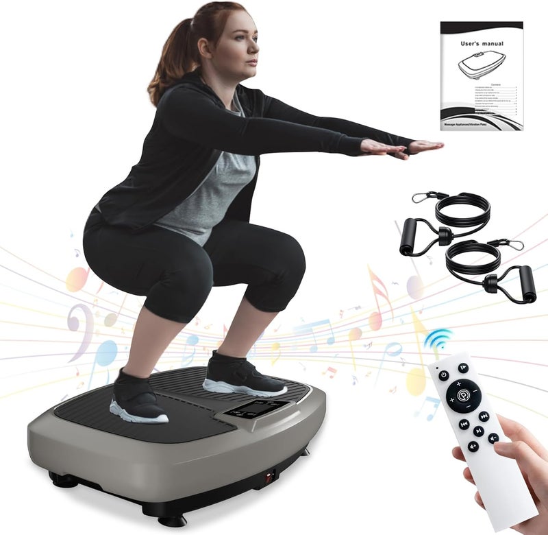 Natini Vibration Plate Exercise Machine - Whole Body Workout Vibration Platform Lymphatic Drainage Machine for Weight Loss Home Fitness with Resistance Bands Remote - Image 1
